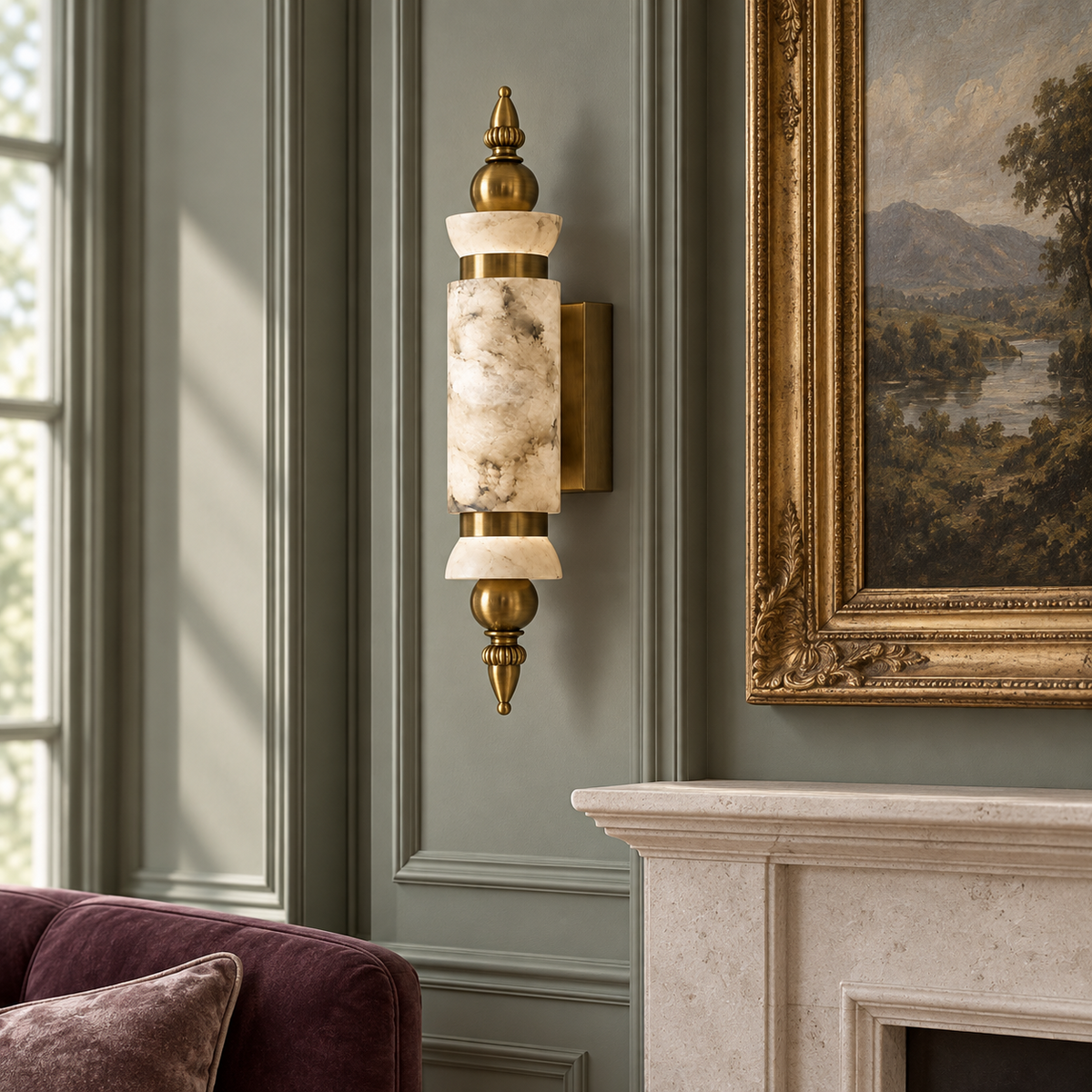 ALYS12-1 marble wall light installed in a luxury interior during daytime