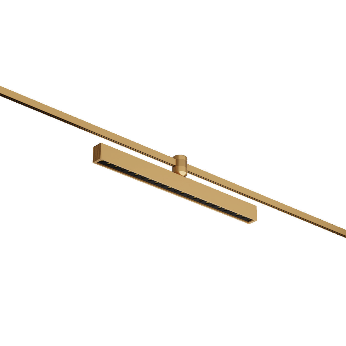 Amber Linear Grille 10W Brush Gold track light with its linear grille optics; track rail shown for illustration.