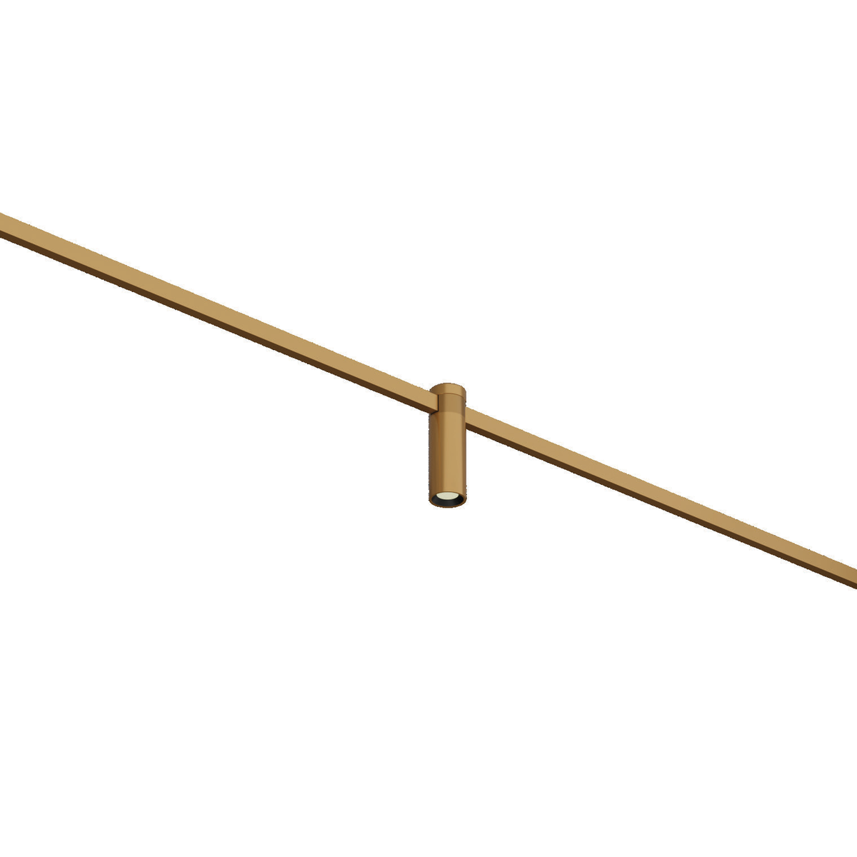Amber Spot 7W Brush Gold track light; track rail shown for illustration.