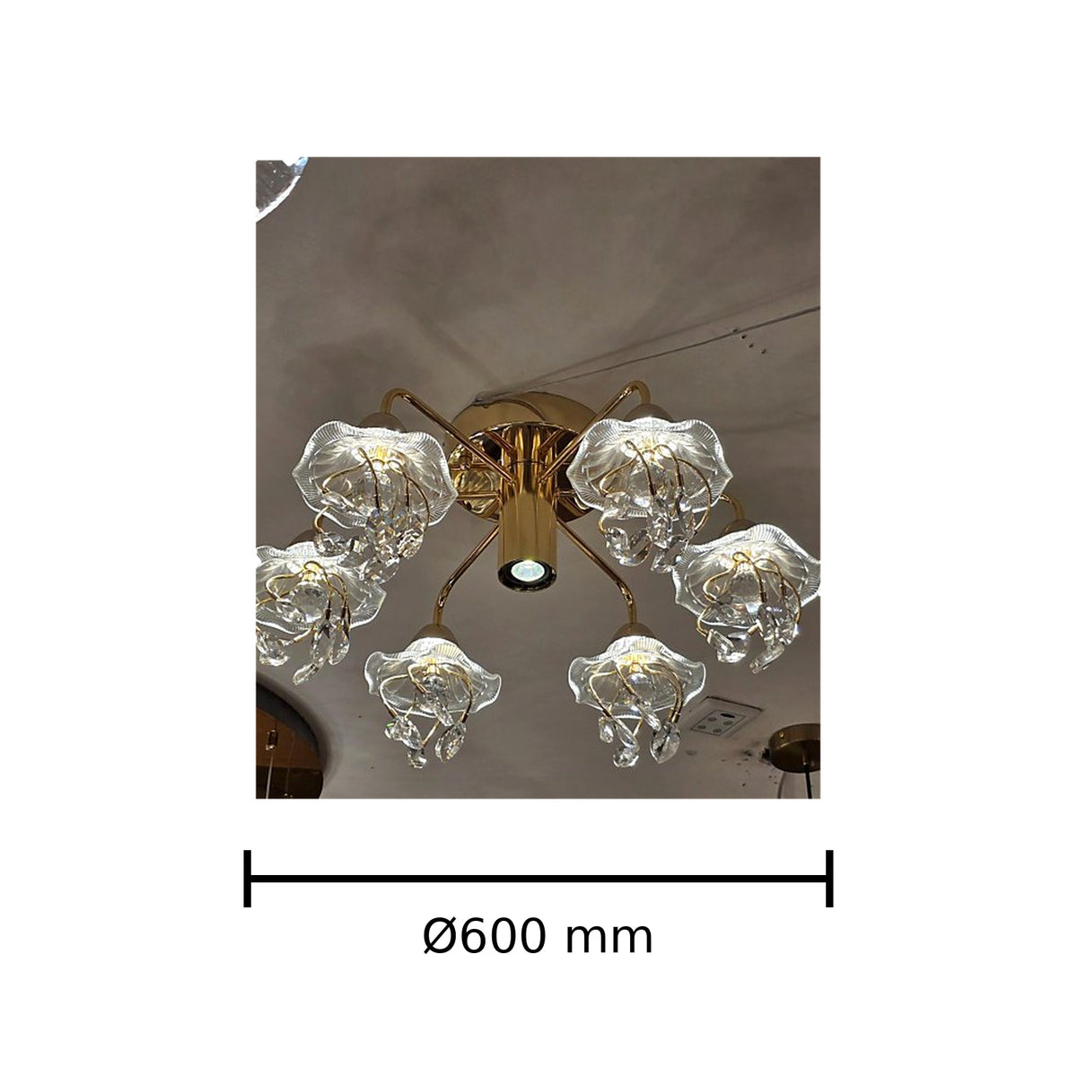 Crystal Petal Ceiling Chandelier 6 Light dimension image, Ø600 mm