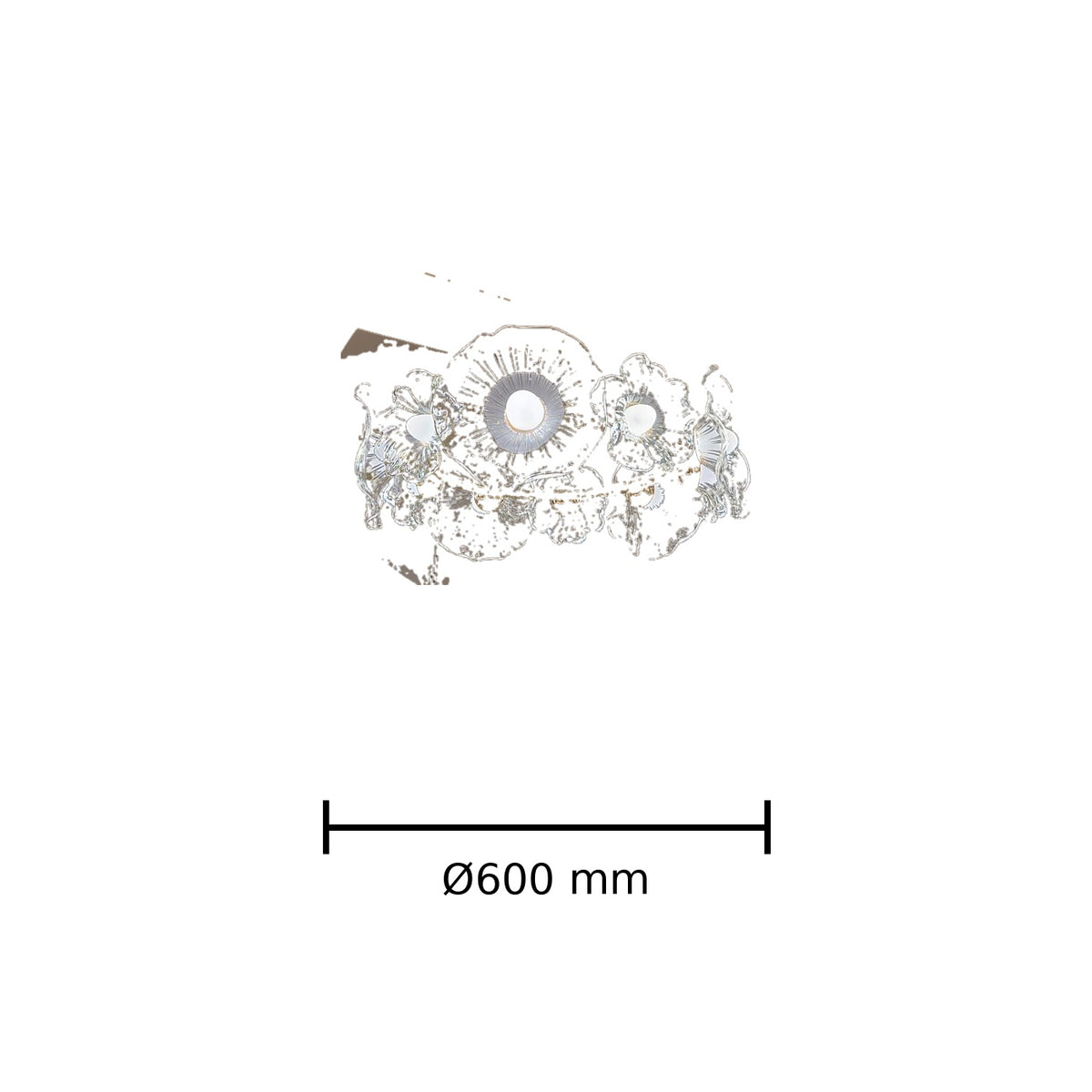 Floral Crystal Glass Chandelier dimension image, Ø600 mm