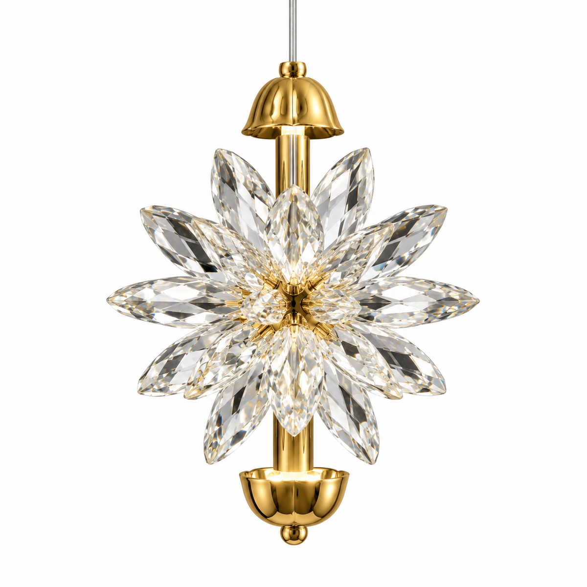Asterelle Clear Crystal Starburst Pendant – studio view on white