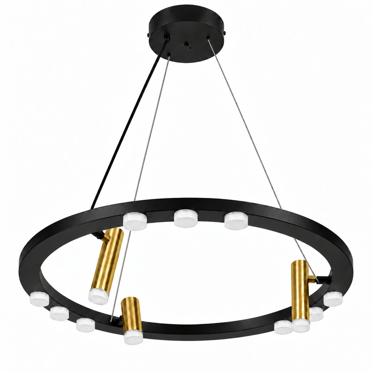 Aureto Black & Gold Ring Chandelier – studio view on white