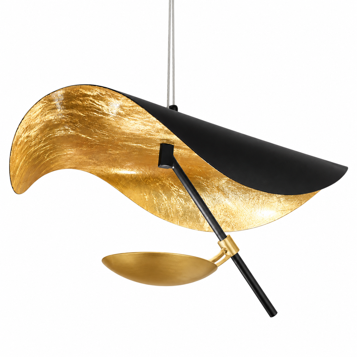 Avela Sculpted Iron Shade Pendant Light, studio view on white