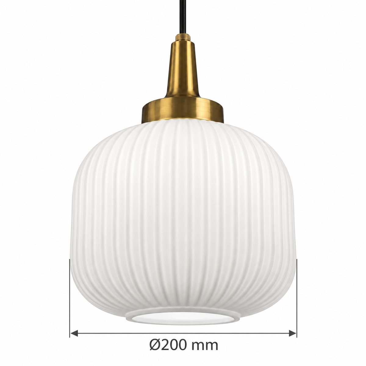 Belora Fluted Opal Glass Barrel Pendant – confirmed dimensions in millimetres