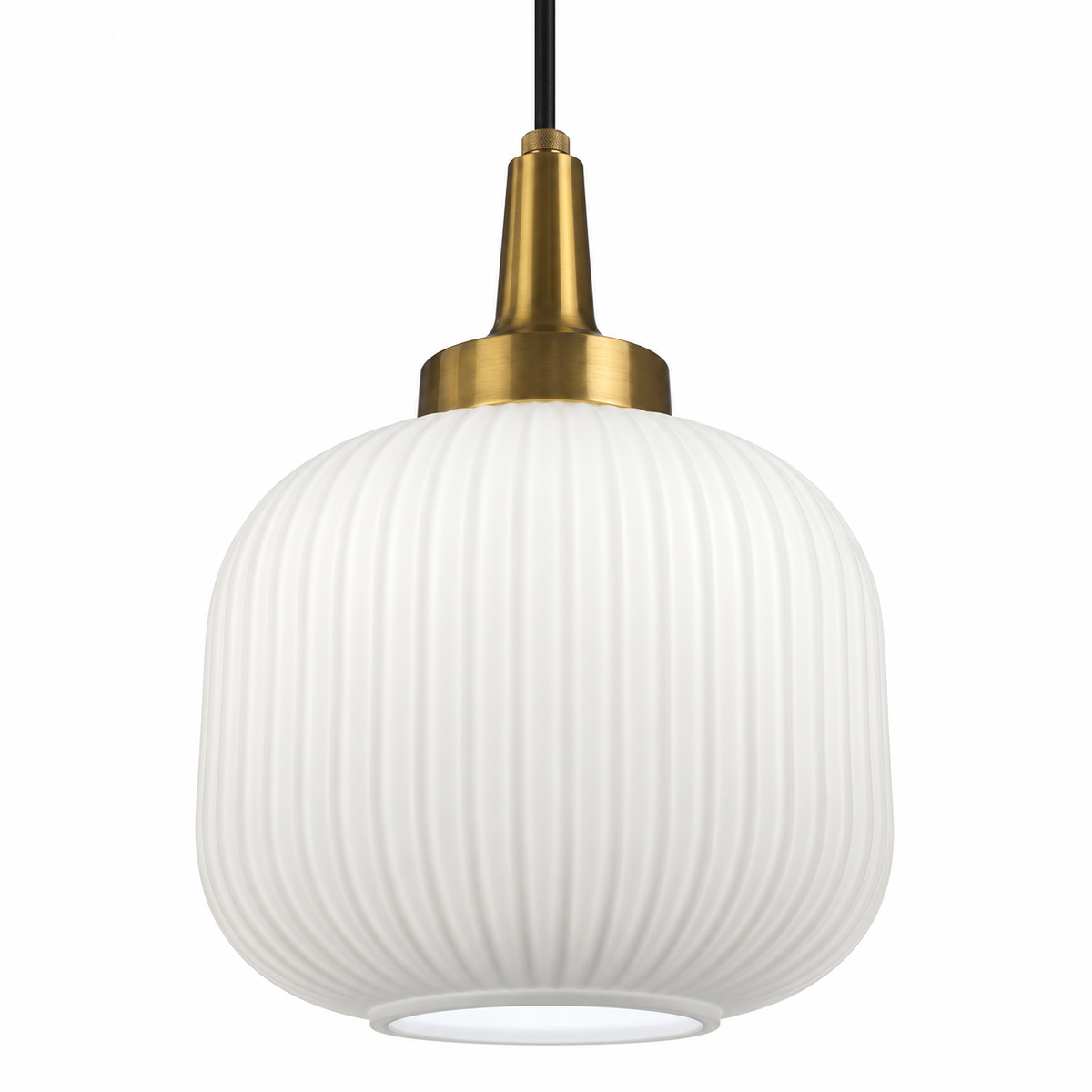 Belora Fluted Opal Glass Barrel Pendant – studio view on white