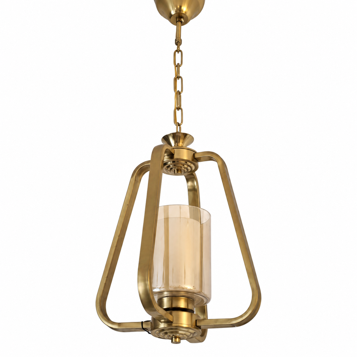 Brinley Amber Cylinder Lantern Pendant – studio view on white