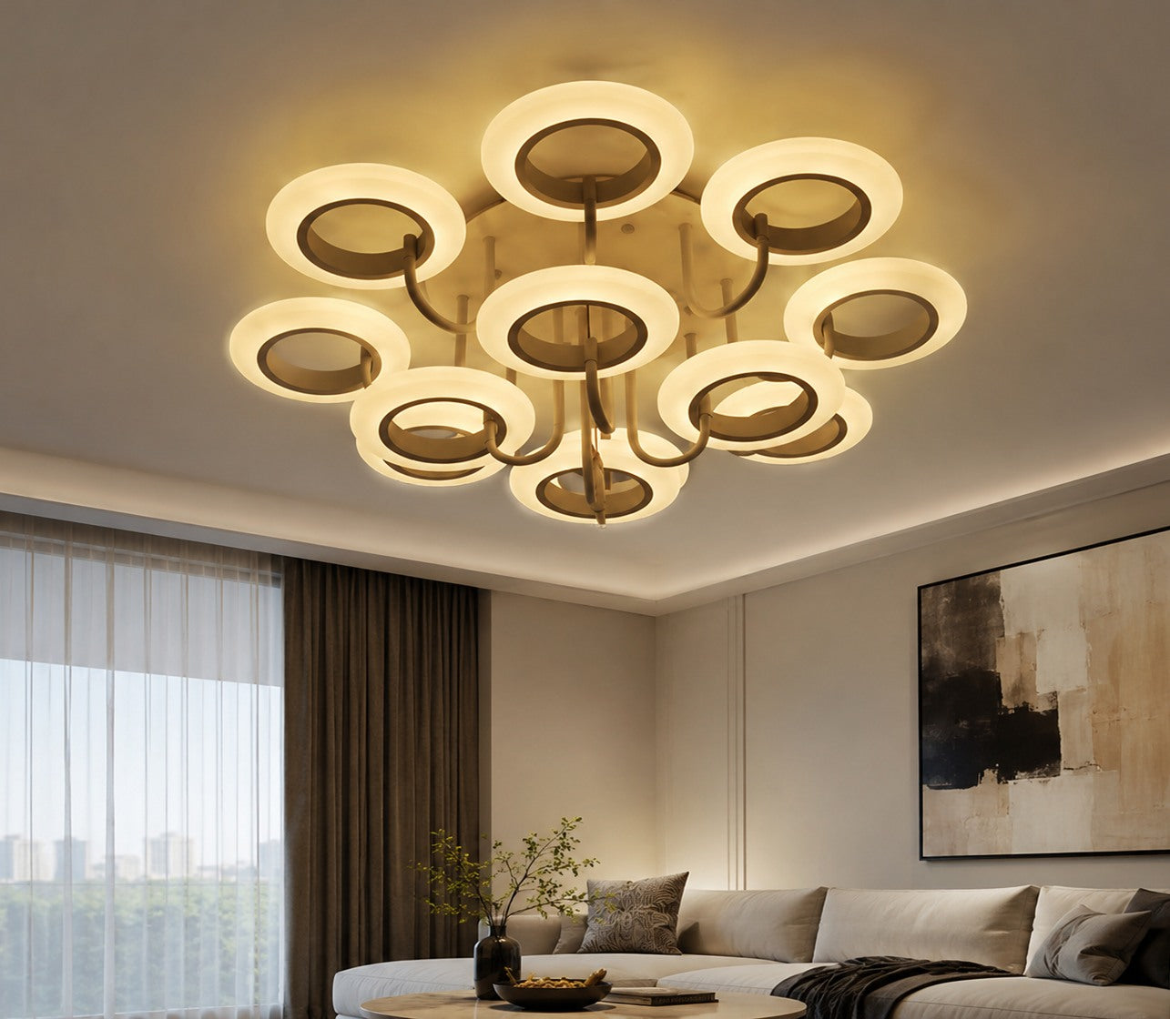 Halo Ring Ceiling Chandelier 12 Light full original in-situ image