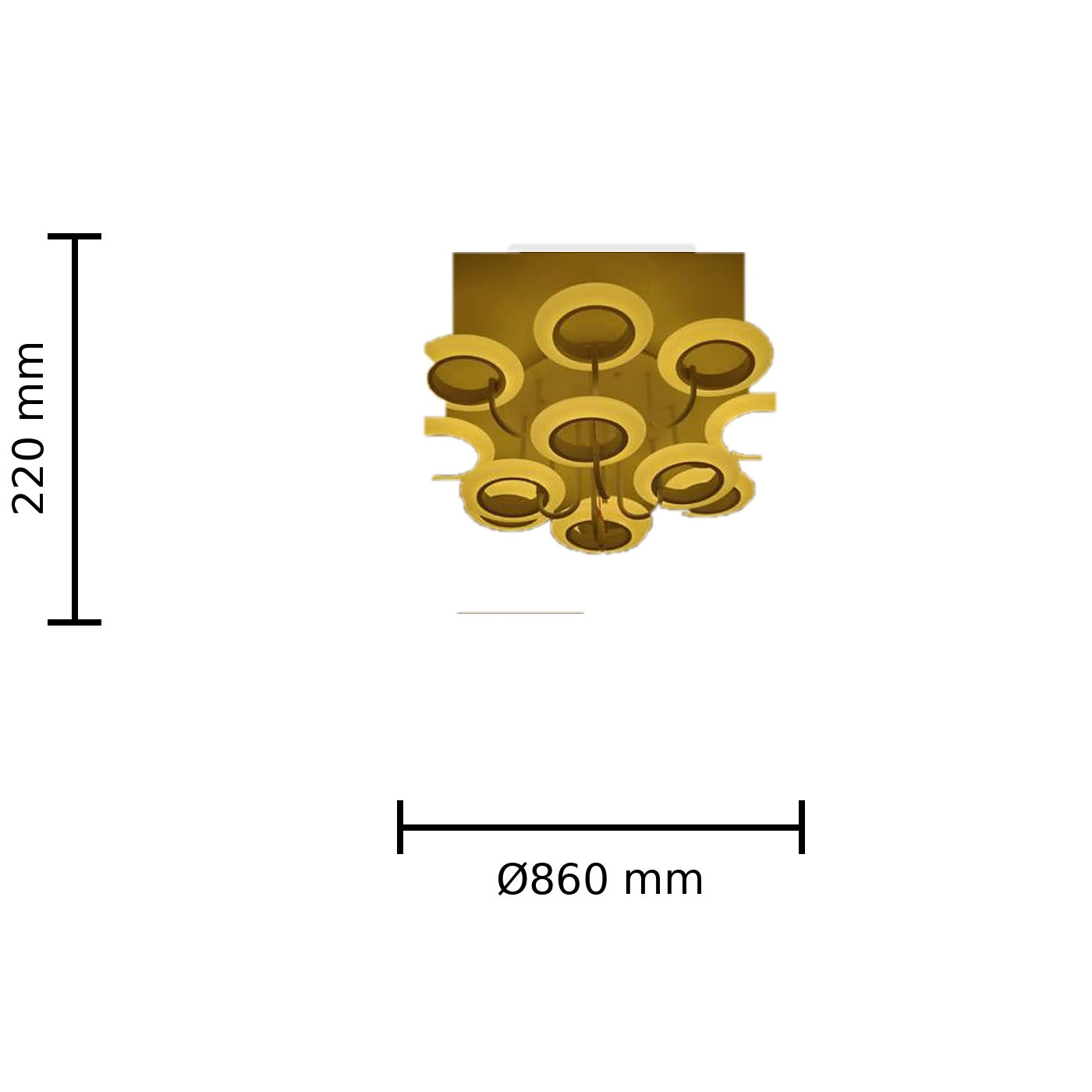 Halo Ring Ceiling Chandelier 12 Light dimension image, Ø860 mm x H220 mm