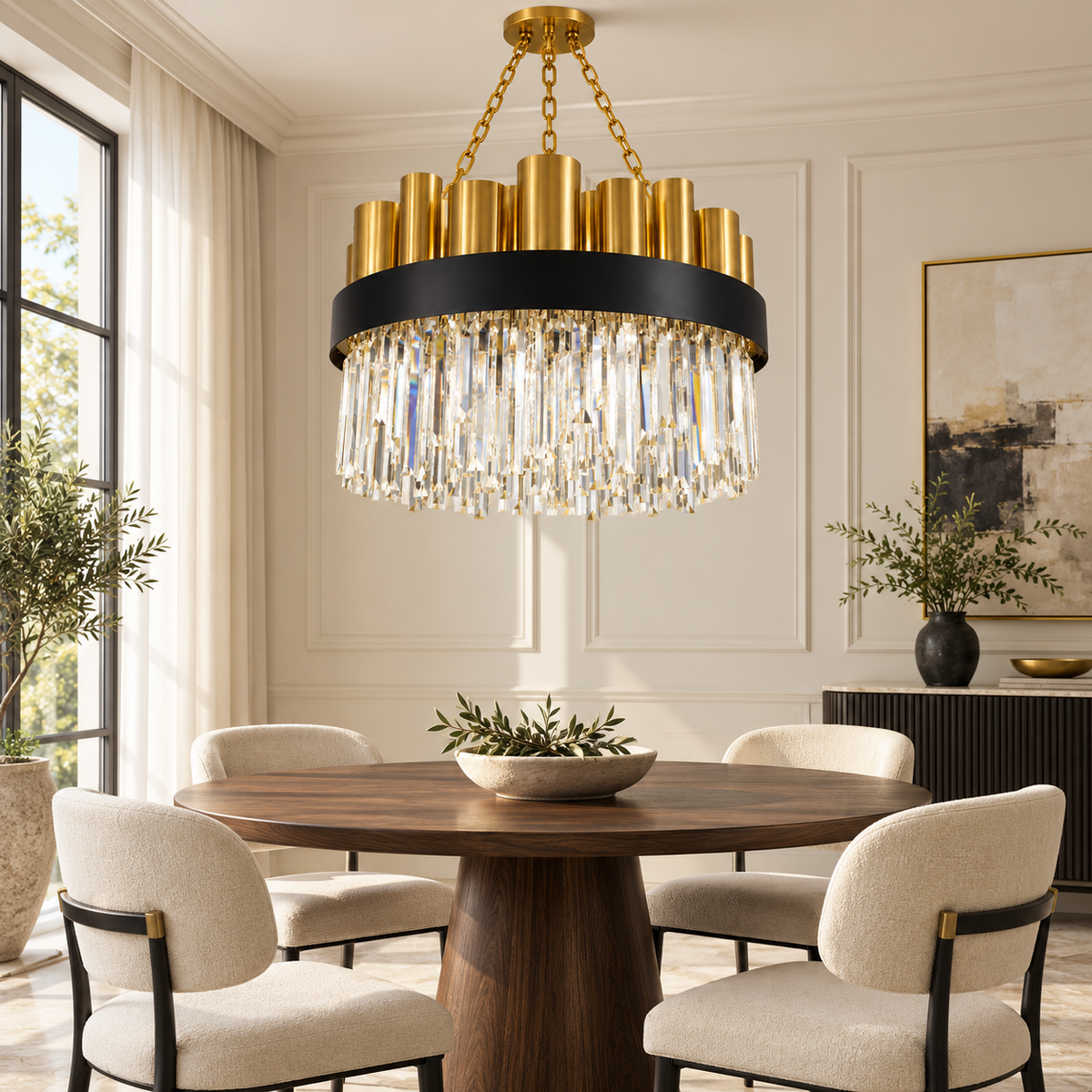 AURELIS crystal chandelier in a bright dining room