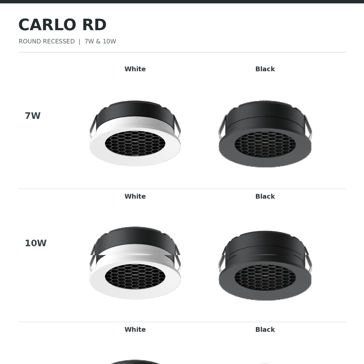 CARLO RD model and finish guide