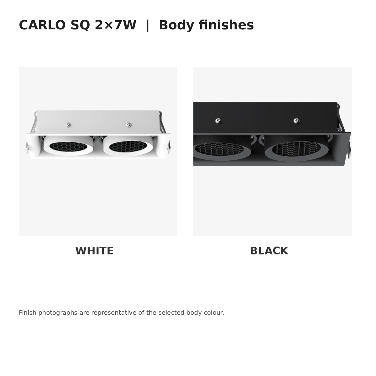 CARLO SQ 2×7W white and black finish guide
