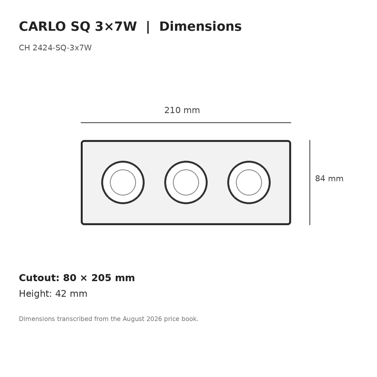 CARLO SQ 3×7W dimensions guide