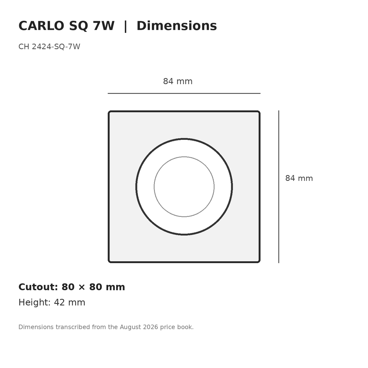 CARLO SQ 7W dimensions guide