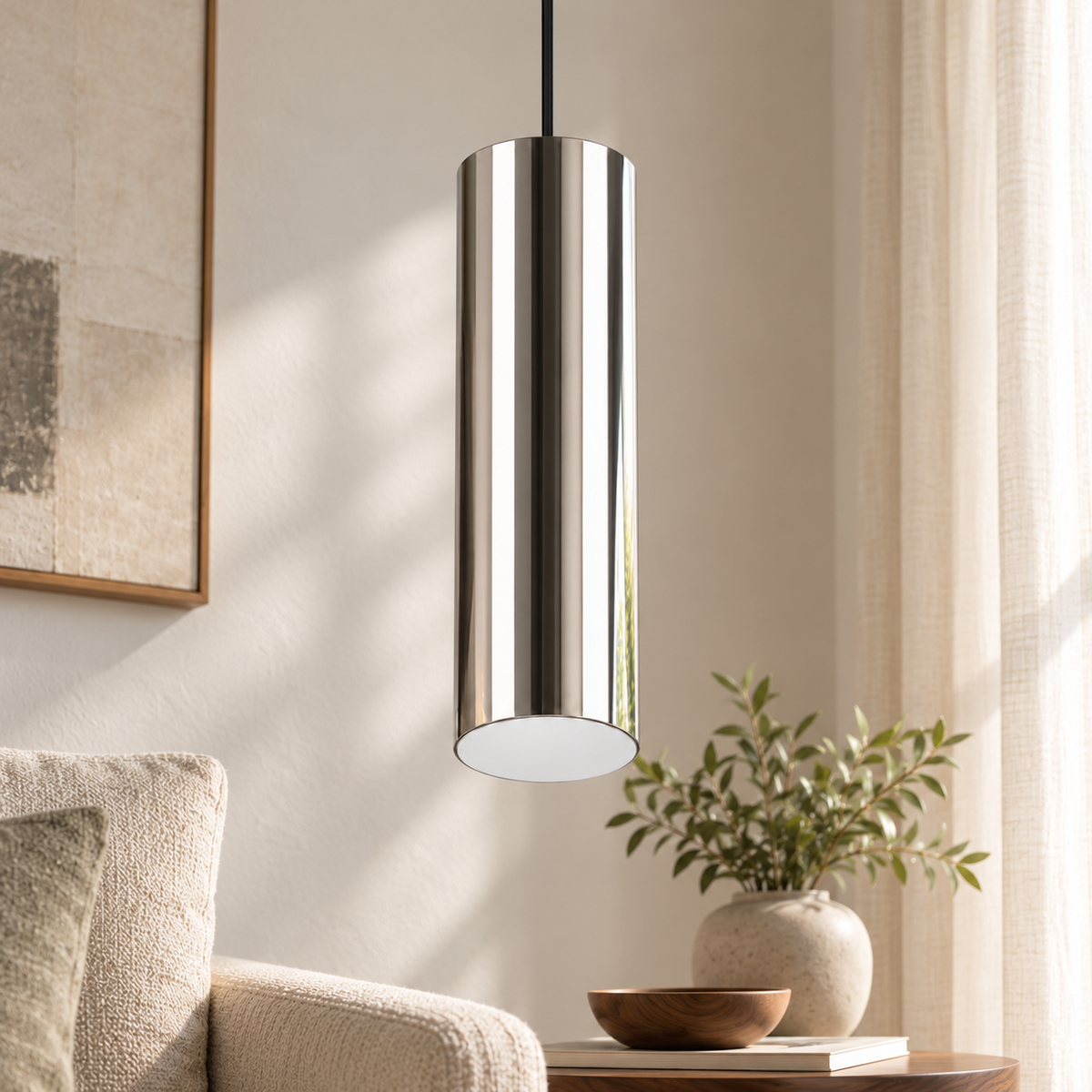 Cilindro Aluminium Pendant Light, daylight interior, light off