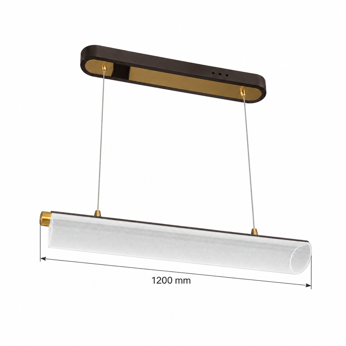Coffee and Gold Linear Blade Pendant, dimension diagram; light body length 1200 mm