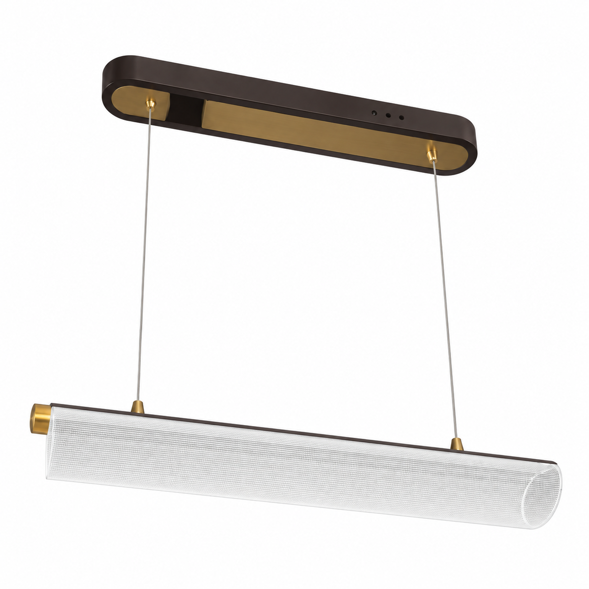 Coffee and Gold Linear Blade Pendant, unlit studio view