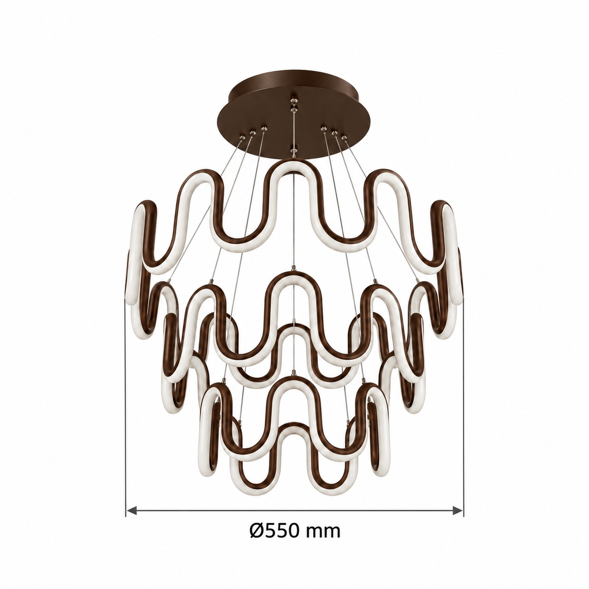 Coffee Wave Three-Tier Chandelier, dimension diagram; widest body diameter 550 mm