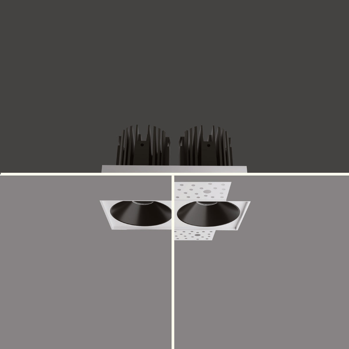CORE DOUBLE-T 16W and 24W trimless twin-head recessed downlight, representative catalogue view