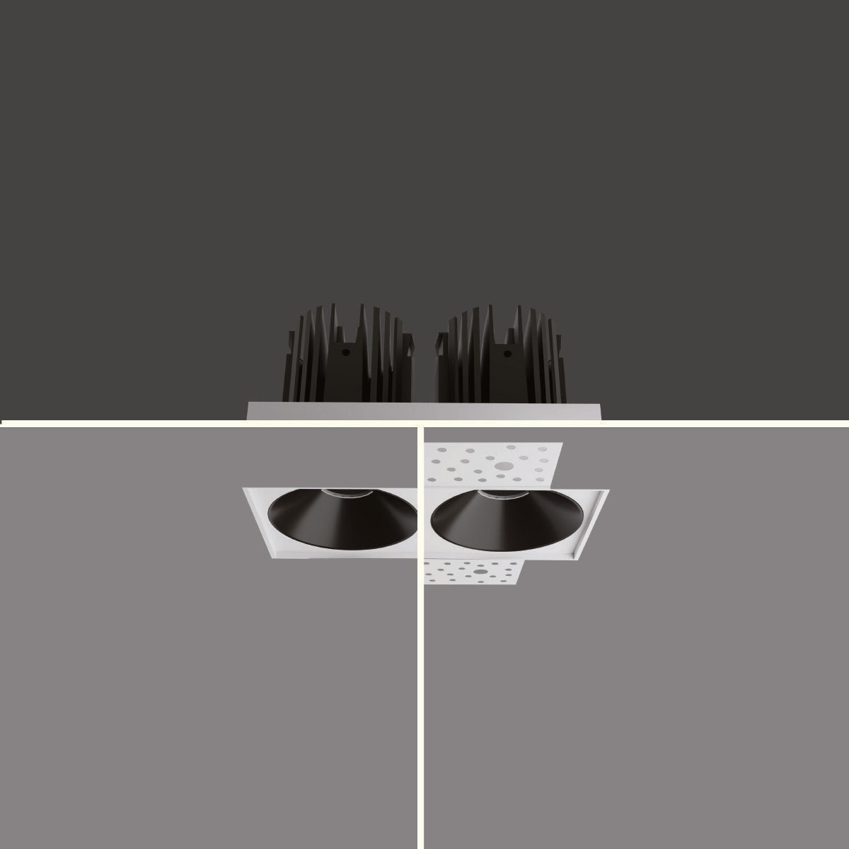 CORE DOUBLE-T 30W and 40W trimless twin-head downlight, representative catalogue view