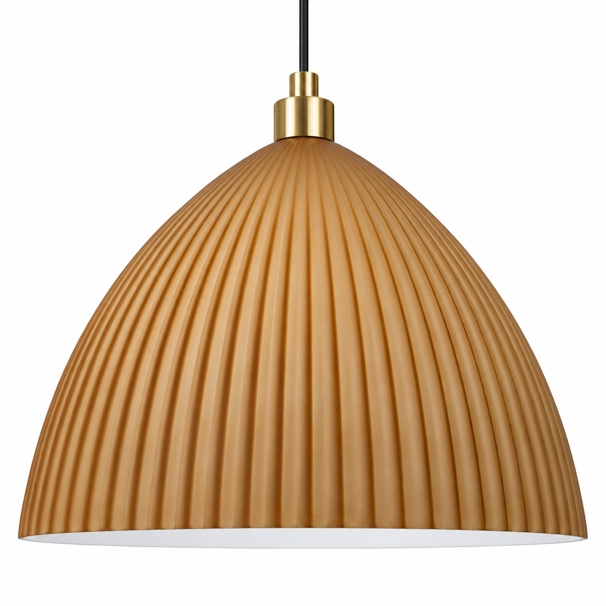 Costella Large Brown Fluted Dome Pendant Light, studio view on white