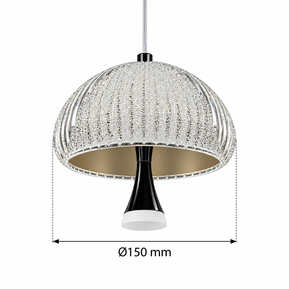 Cupola Textured Acrylic Dome Pendant Light, confirmed dimension diagram