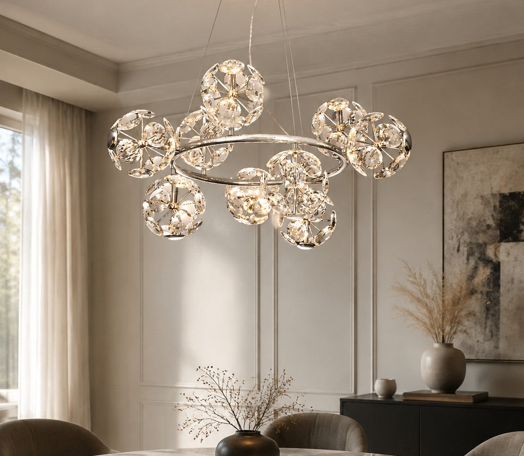 Crystal Orb Ring Chandelier full original in-situ image