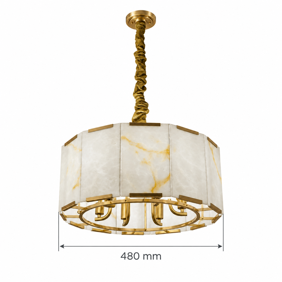 Elara Faux-Stone Drum Pendant Light – confirmed dimensions in millimetres
