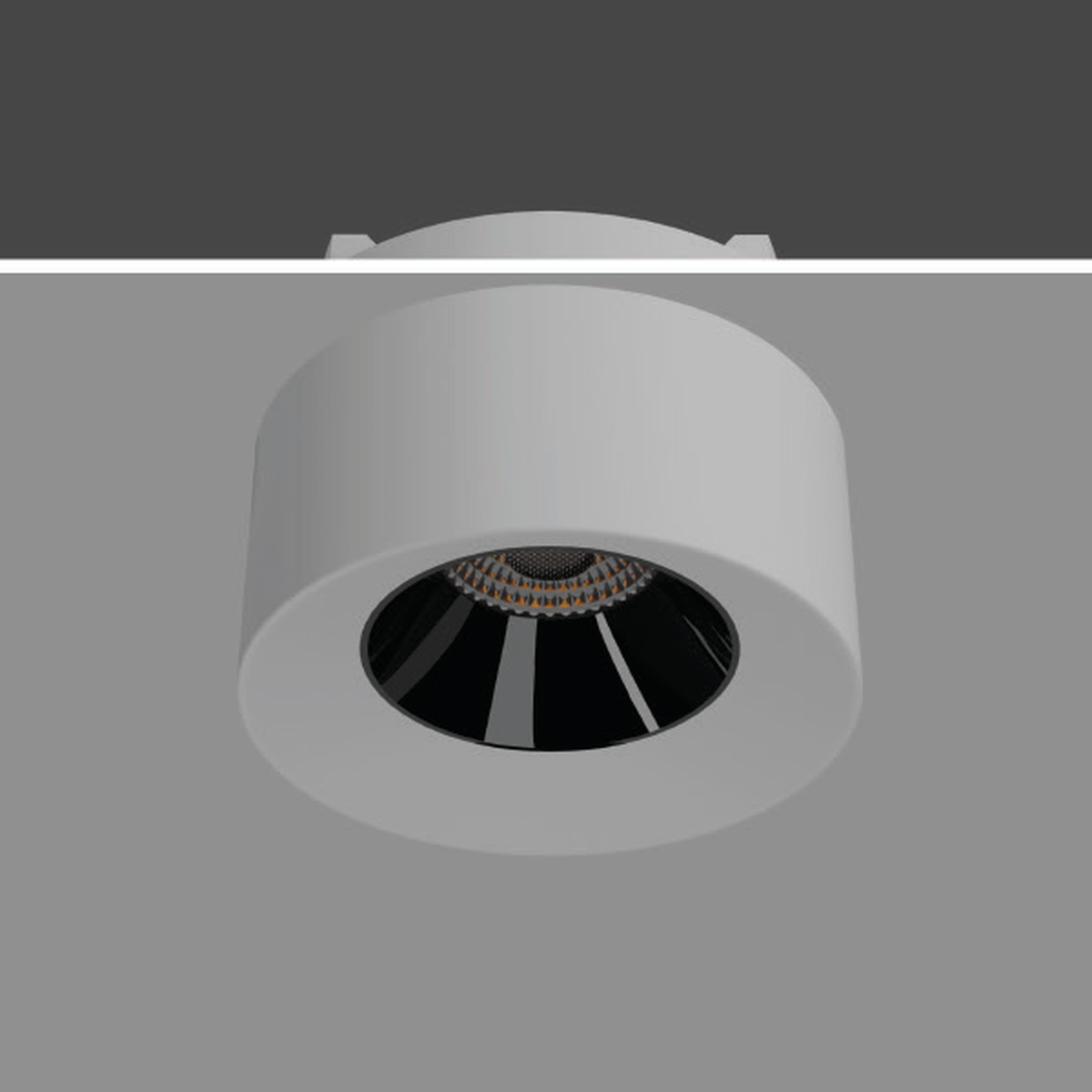 FIFTY-FIFTY 01 cylindrical white-body installed reference view; exact wattage unidentified and black-body 01 image unavailable.
