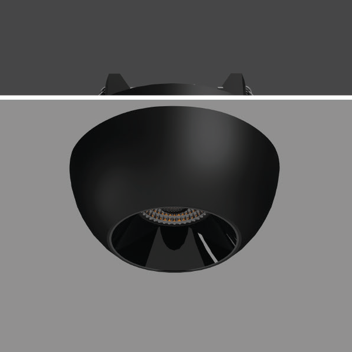FIFTY-FIFTY 02 rounded black-body installed reference view; exact wattage unidentified and white-body 02 image unavailable.