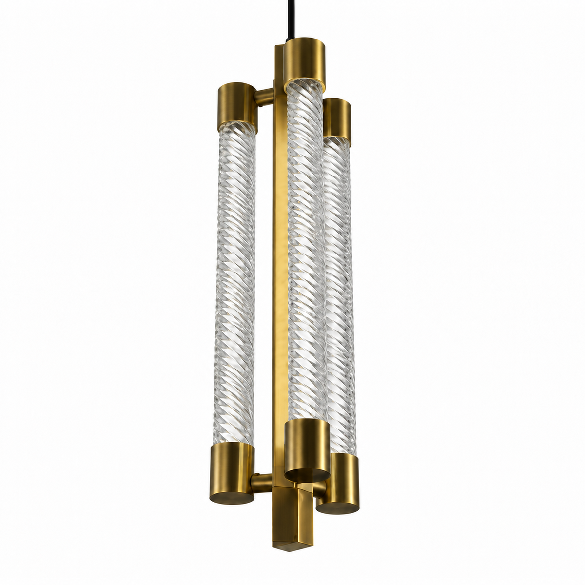 Filora Triple Twisted Glass Cylinder Pendant – studio view on white