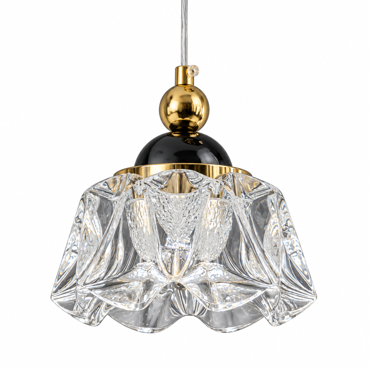 Fiora Faceted Acrylic Bell Pendant Light, studio view on white