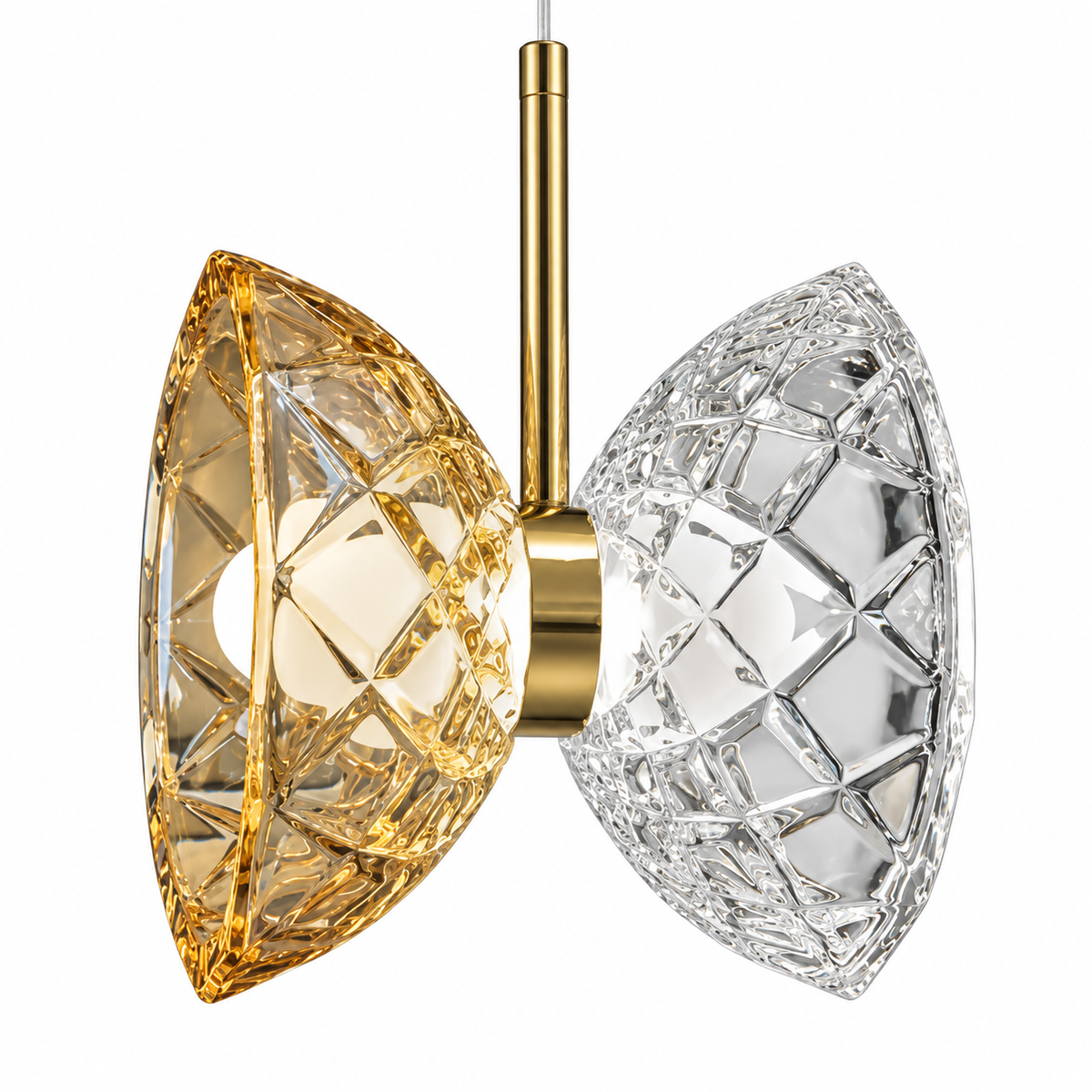 Gemelle Clear & Tea Glass Petal Pendant Light, studio view on white
