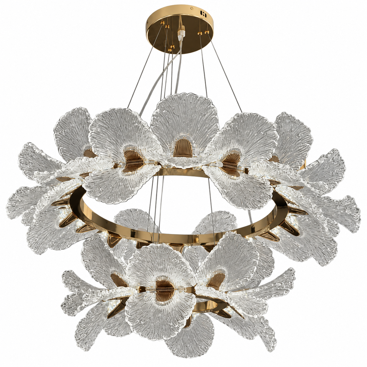 Gingara Two-Tier Acrylic Fan Chandelier – studio view on white