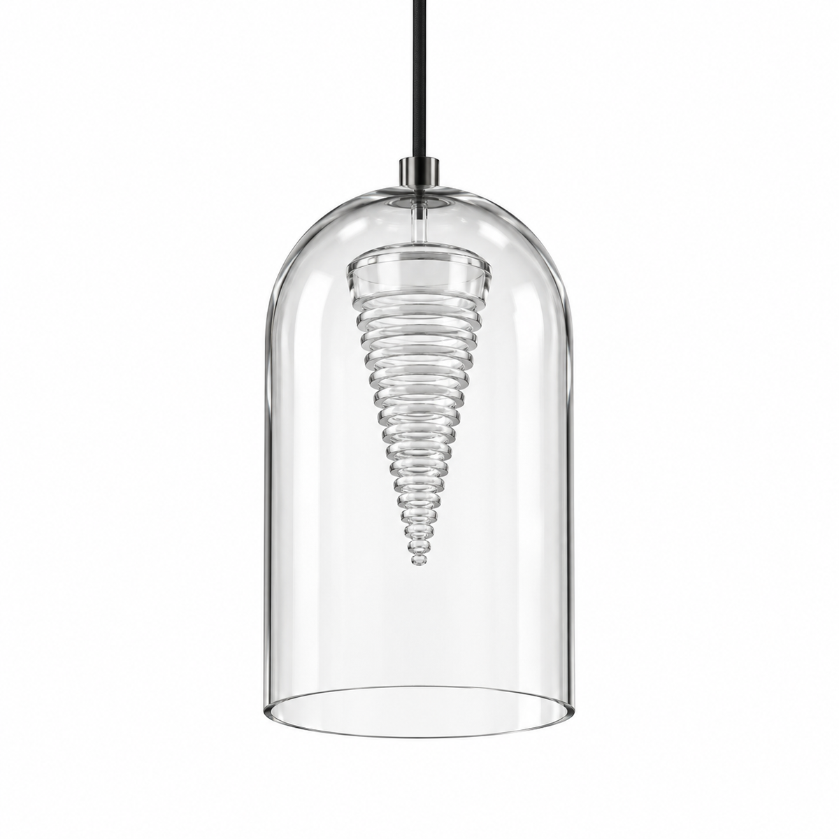 Glass & Acrylic Cone Pendant, unlit studio view