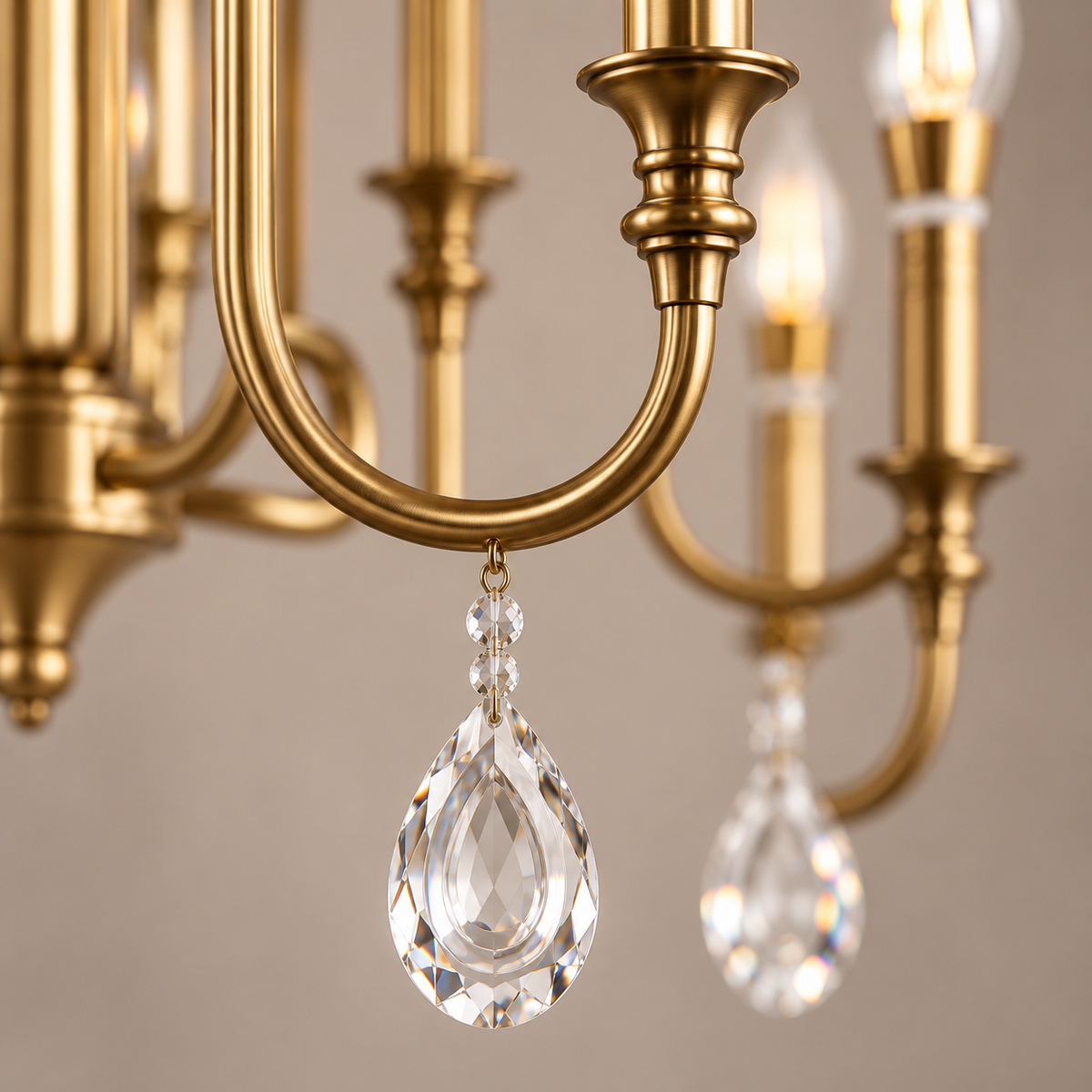 LUMERA antique crystal drop 9-light chandelier on white background