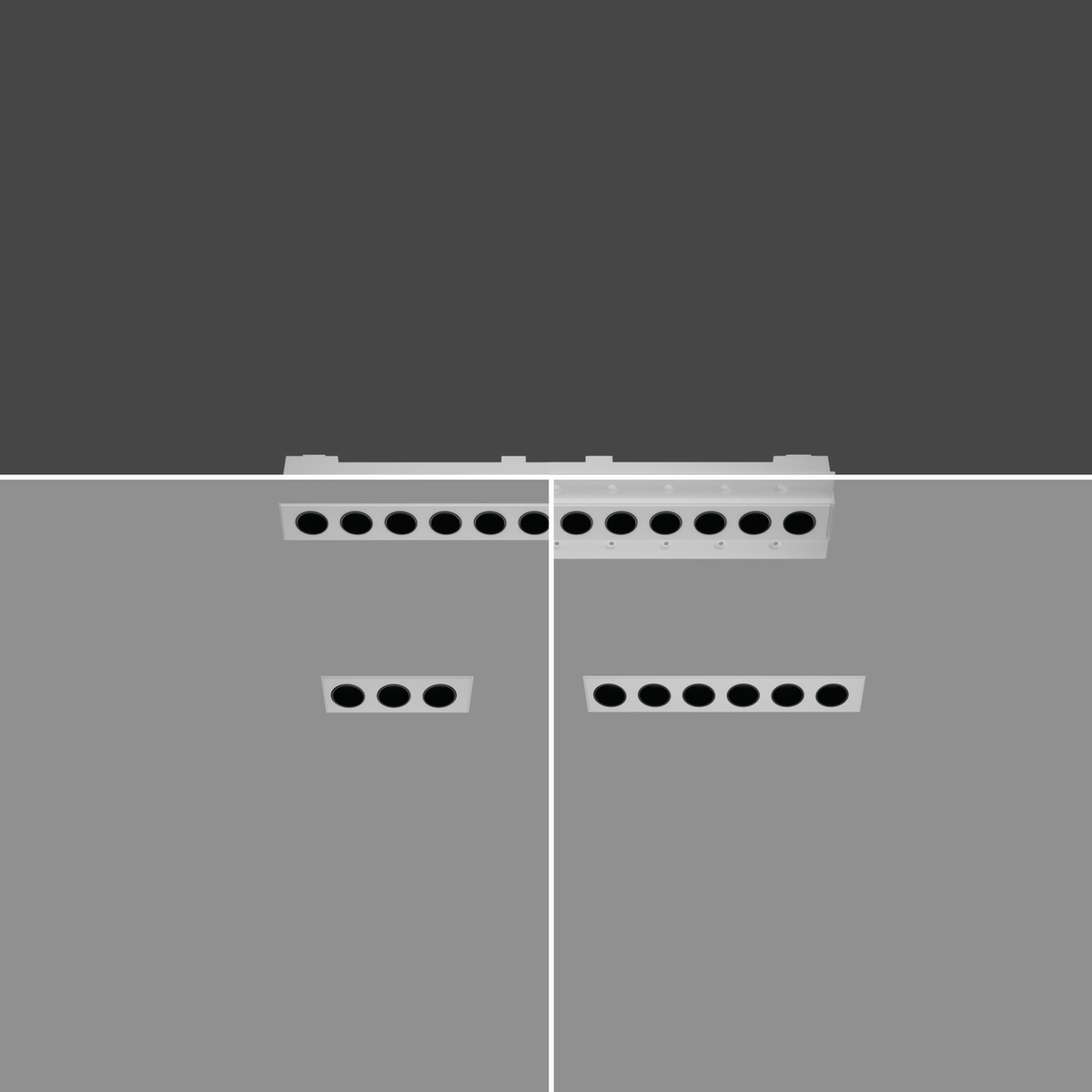 Original IOTA-T white-body family photograph with the source finished and exposed installation views preserved; three,six and twelve optical layouts.