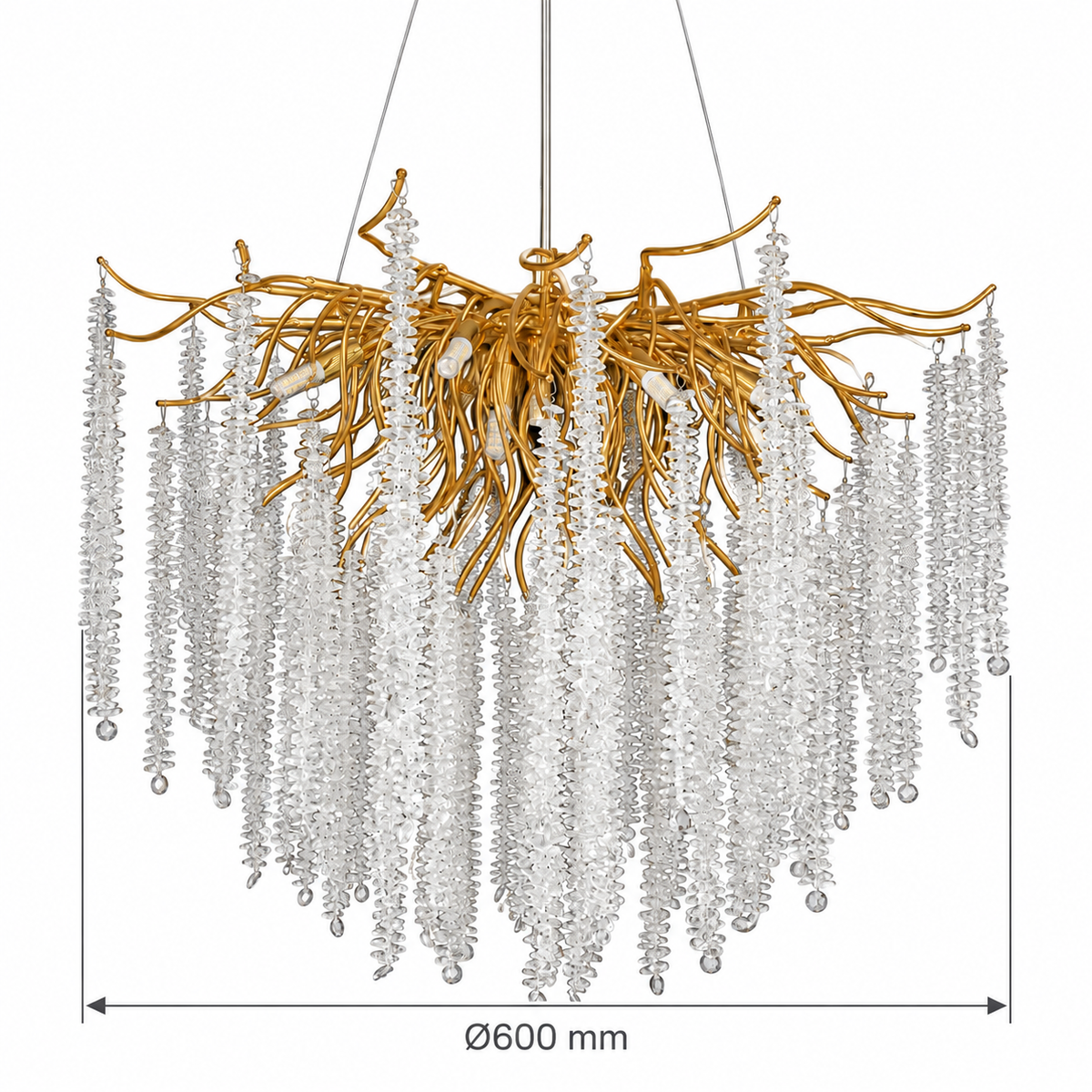 Iselle Clear Crystal Icicle Chandelier – confirmed dimensions in millimetres
