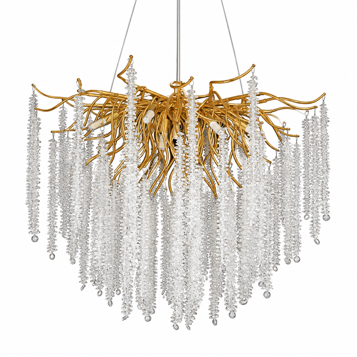 Iselle Clear Crystal Icicle Chandelier – studio view on white