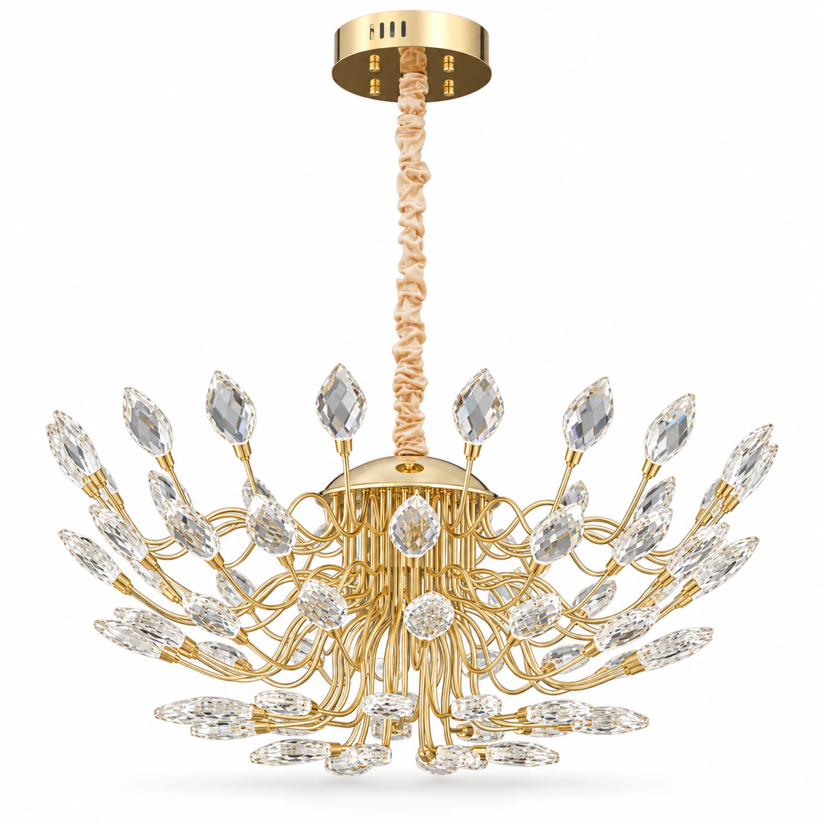 Laurielle Crystal Leaf Branch Chandelier, studio view on white