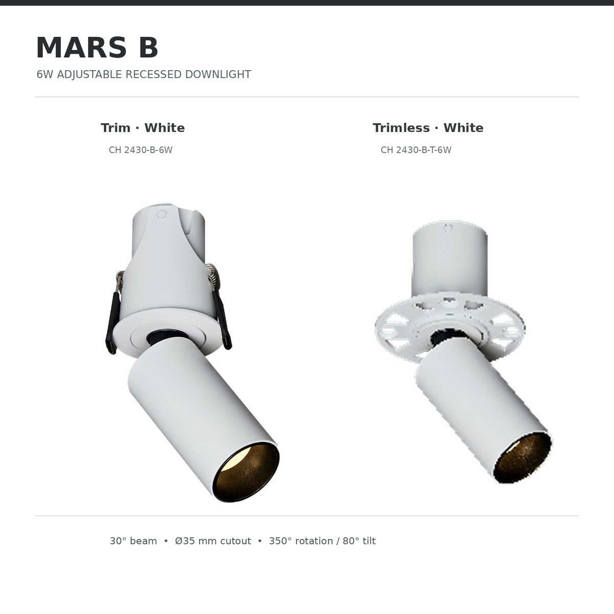 MARS B trim and trimless white model guide