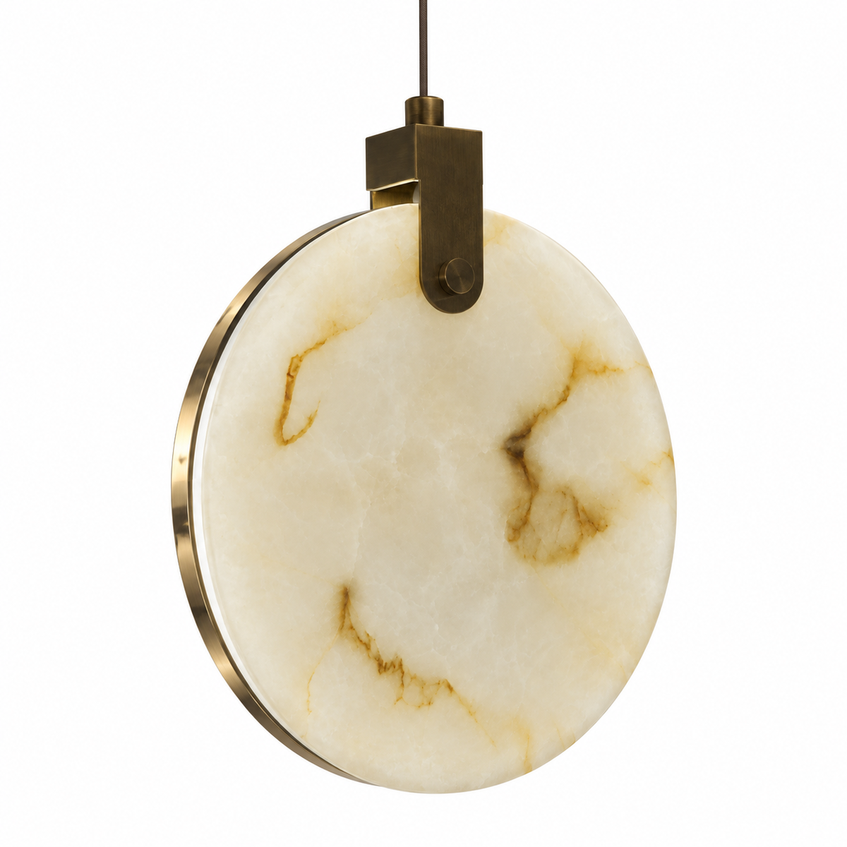 Medallion Marble Disc Pendant Light, studio view on white
