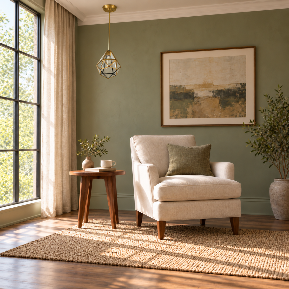 Mirelle Faceted Brass Glass Lantern Pendant – daylight interior, light off
