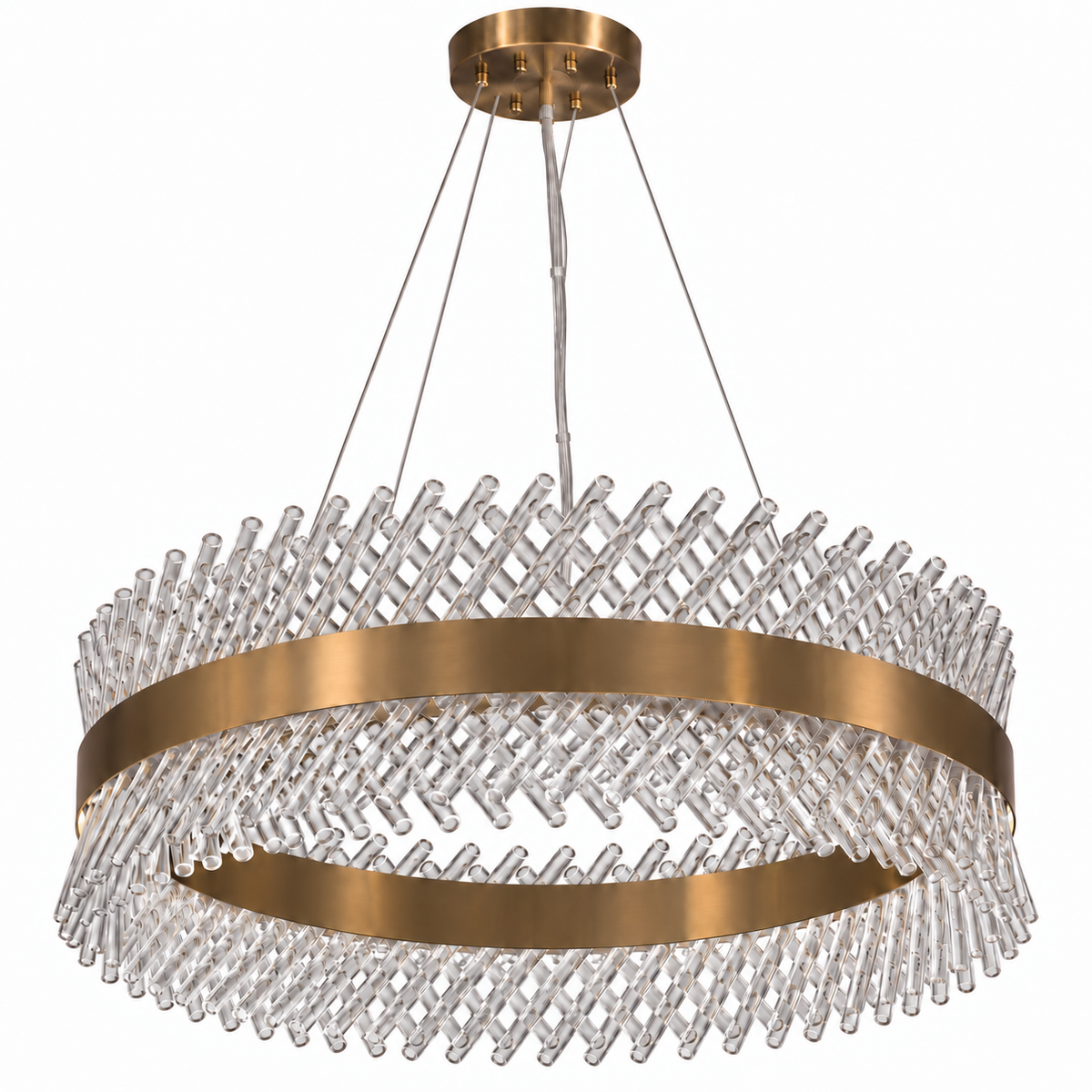 Nivara Clear Glass Lattice Ring Chandelier – studio view on white