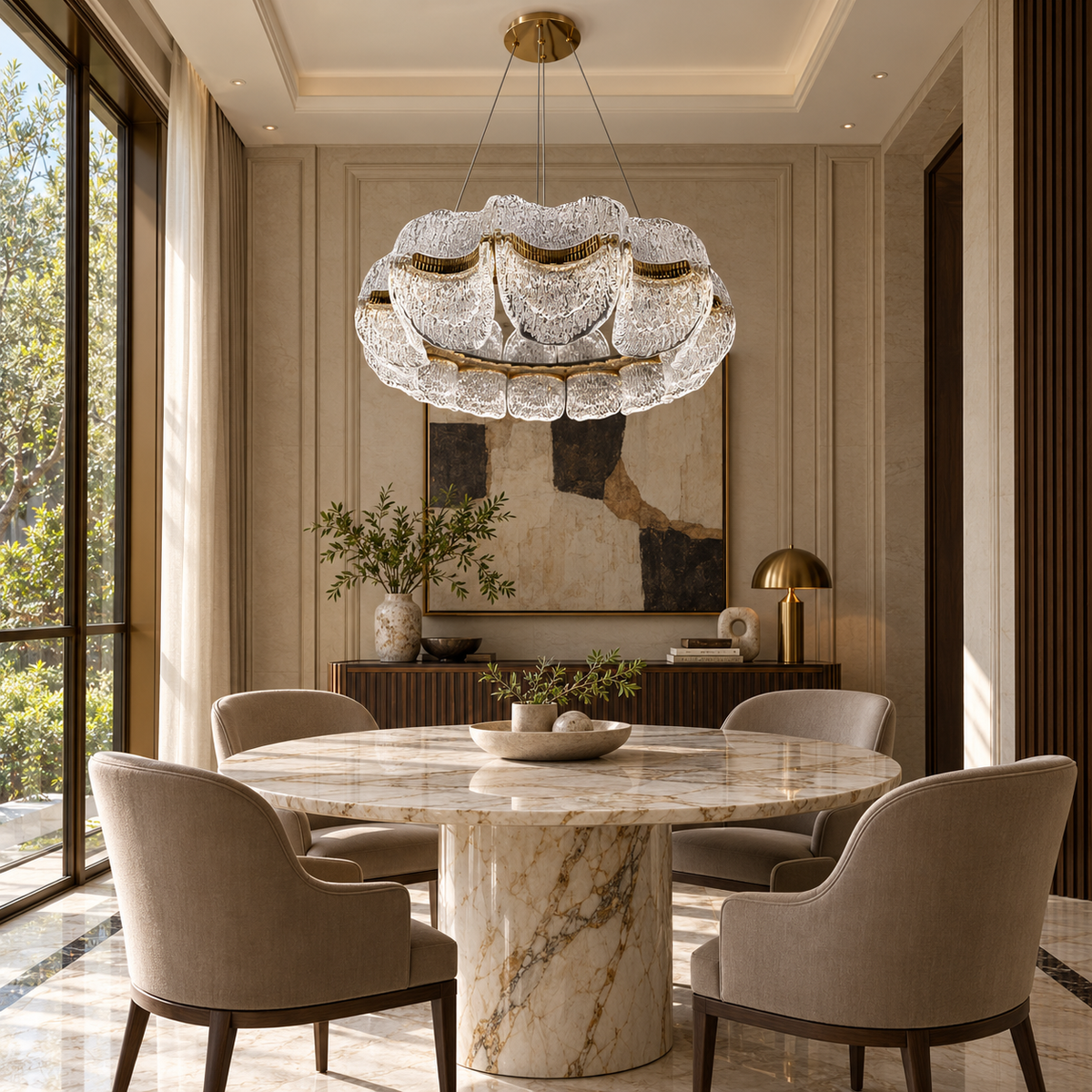 Ondella Layered Acrylic Chandelier, daylight interior, light off