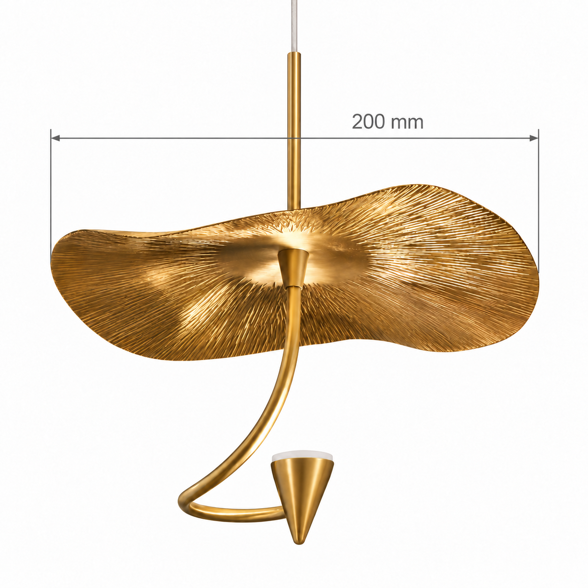 Ondine Sculptural Wave Pendant Light, confirmed dimension diagram