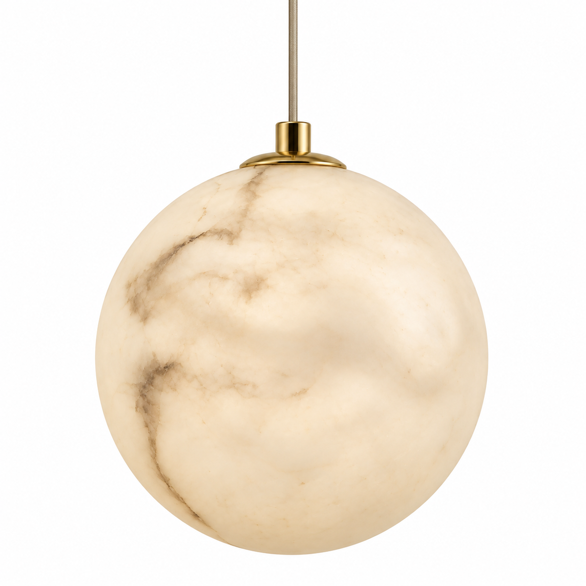 Orba Faux-Stone Globe Pendant Light, studio view on white