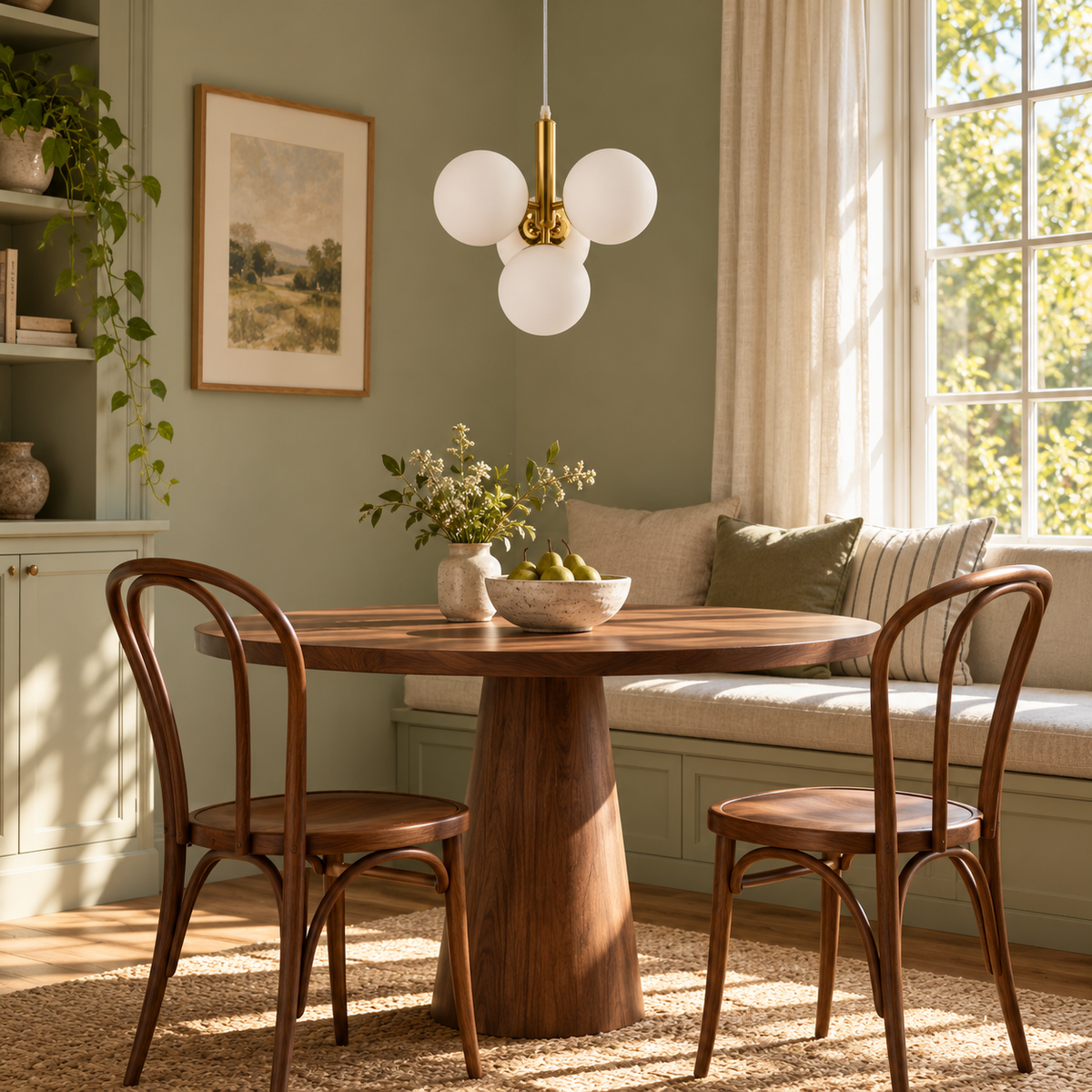 Orlina Four-Globe Pendant Light – daylight interior, light off
