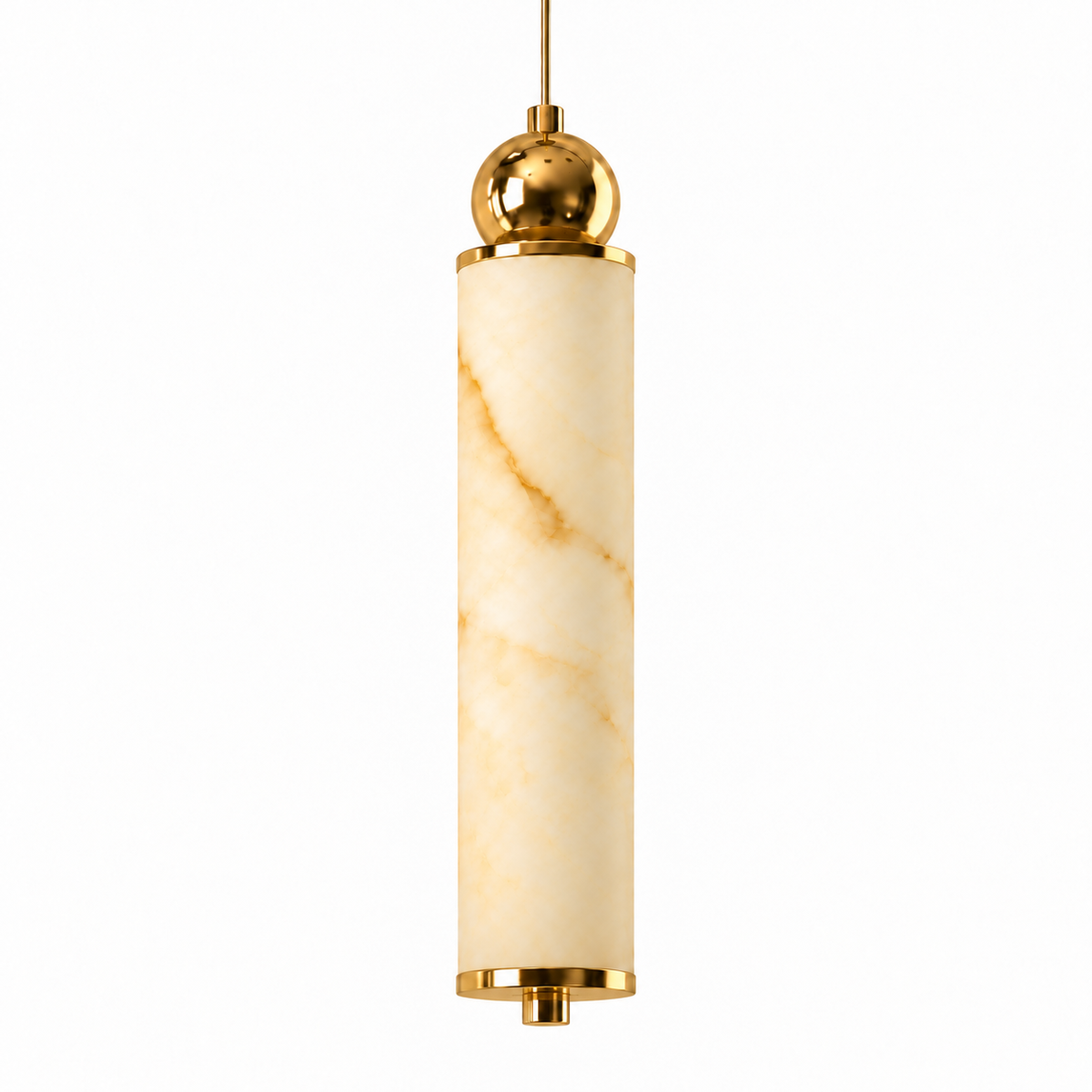 Orlina Orb-Capped Faux-Stone Pendant Light, studio view on white