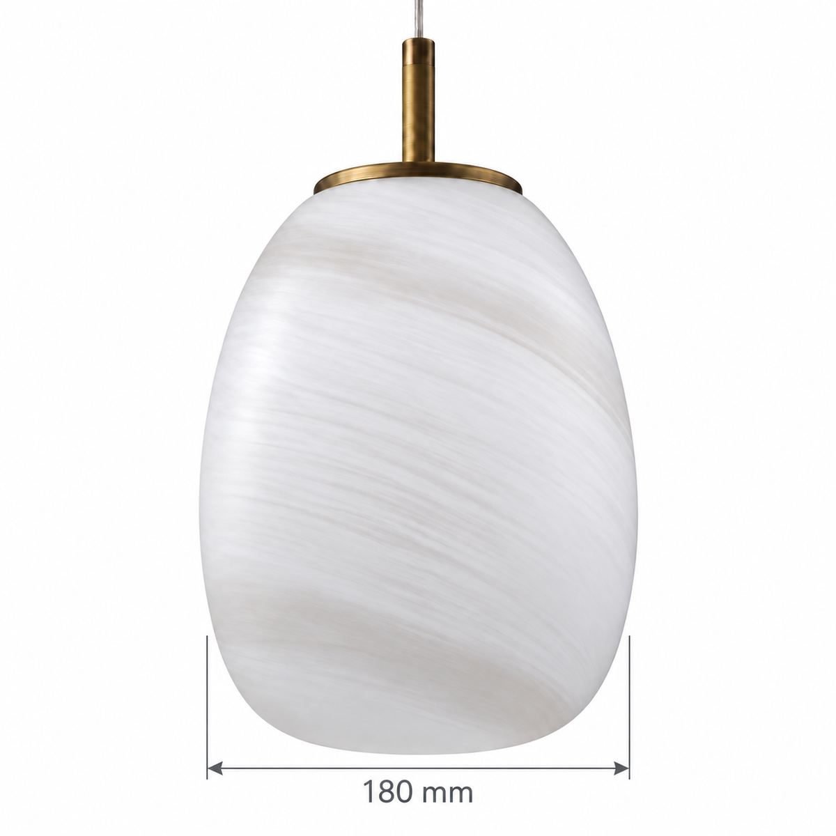 Ovola White Glass Pendant Light, confirmed dimension diagram